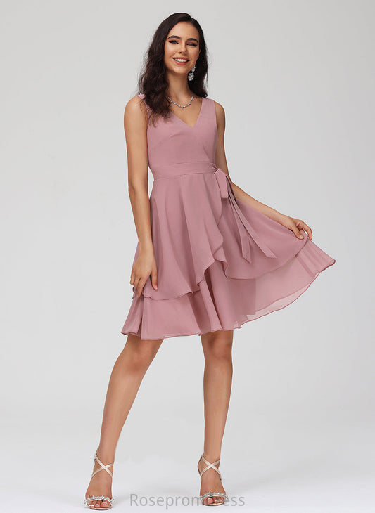 Dress Homecoming Dresses Ruffle A-Line With Short/Mini V-neck Homecoming Giovanna Chiffon