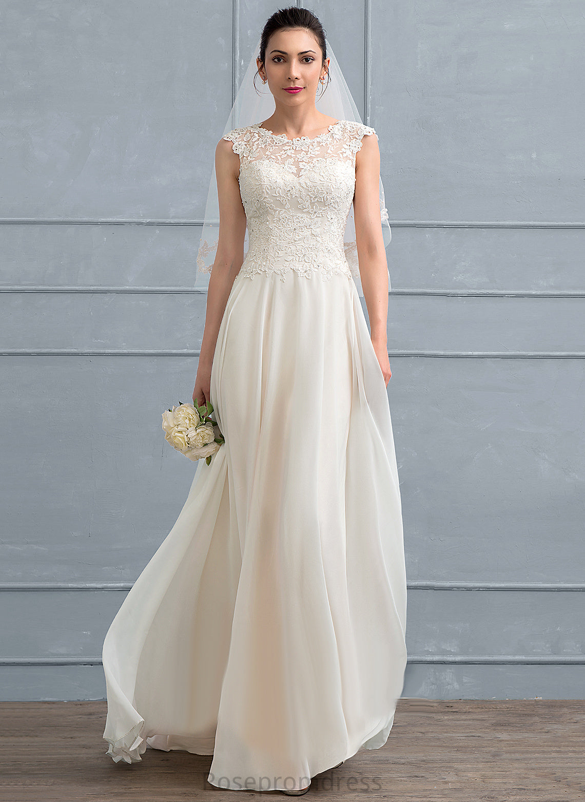 Beading Neck Floor-Length Scoop Dress Chiffon Sequins A-Line Wedding With Wedding Dresses Lace Nathalie