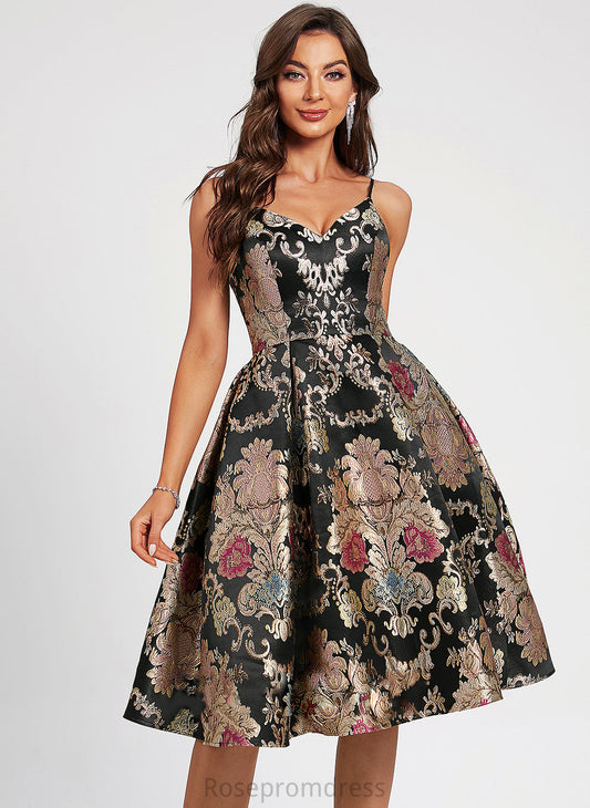 Homecoming Dresses Lucy A-Line With Lace Flower(s) V-neck Dress Knee-Length Homecoming