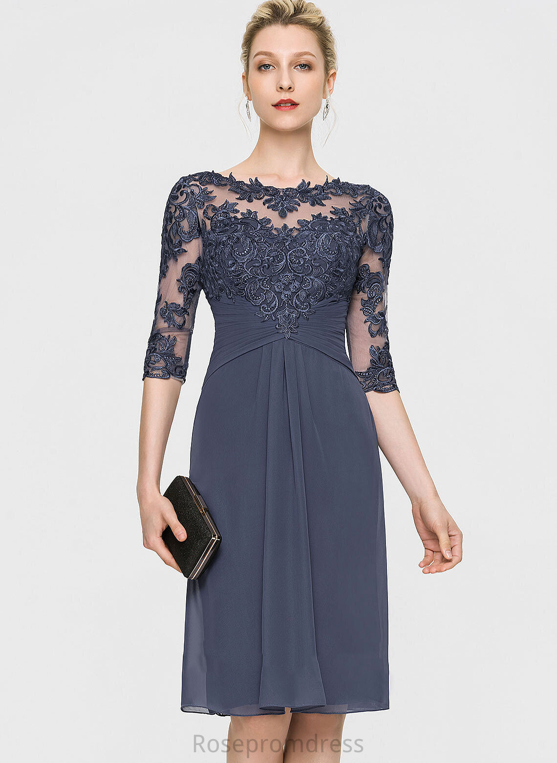 Scoop Chiffon Neck Cocktail Dress Cocktail Dresses Jimena Lace Knee-Length Sheath/Column