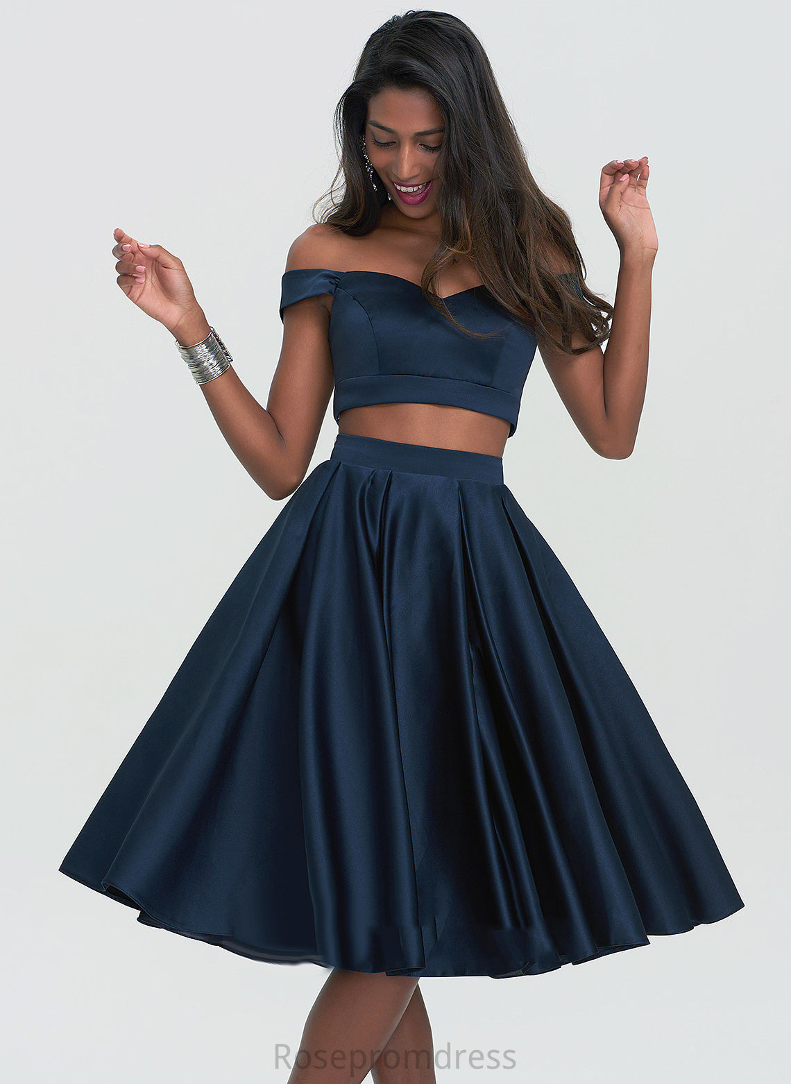 Satin Heidi Homecoming A-Line Off-the-Shoulder Sweetheart Homecoming Dresses Dress Knee-Length