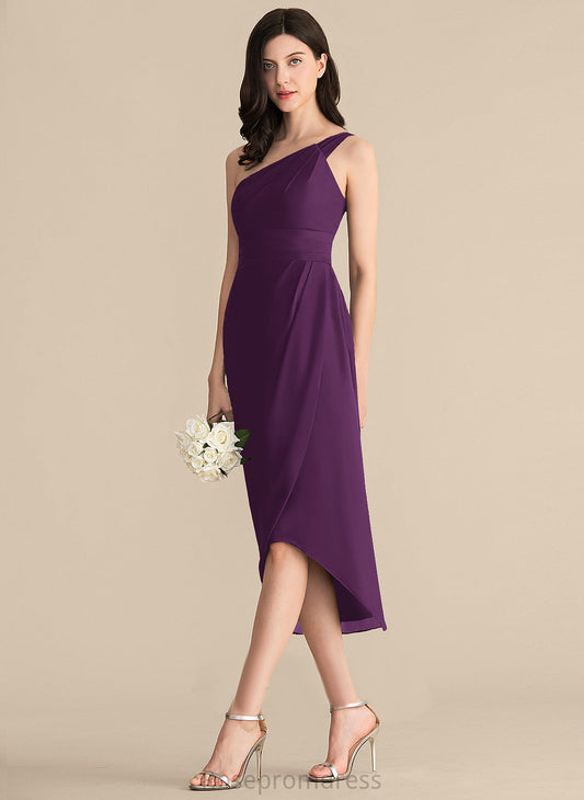 Cocktail Ruffle With Asymmetrical Cocktail Dresses Chiffon Dress One-Shoulder Larissa Sheath/Column