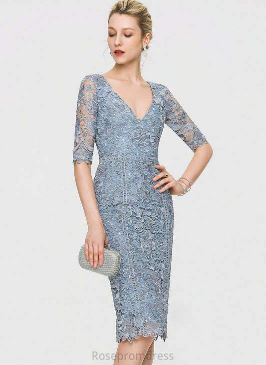 Cocktail Lace V-neck Rowan Cocktail Dresses Knee-Length Sheath/Column Dress