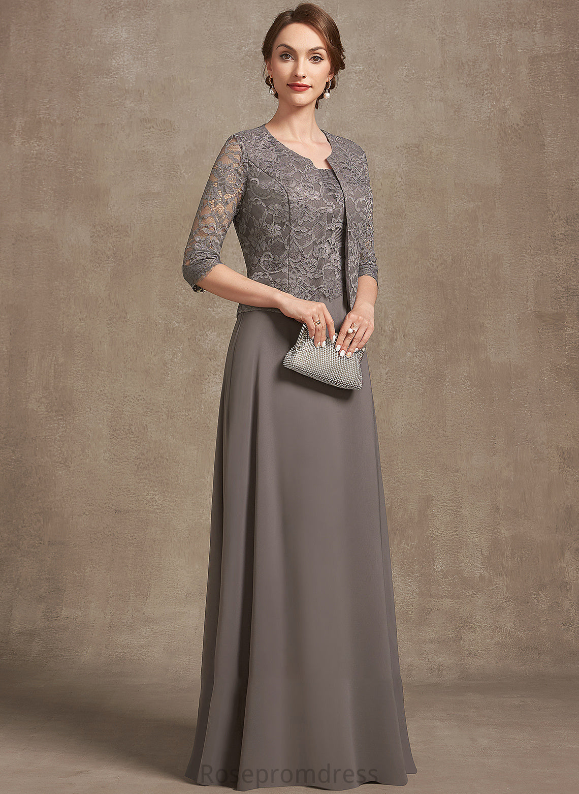 of Neckline Bride Mother Chiffon Mother of the Bride Dresses the Lace Dress Square Floor-Length A-Line Valeria