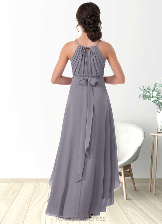 Jazlyn A-Line Pleated Chiffon Asymmetrical Junior Bridesmaid Dress SRSP0019970