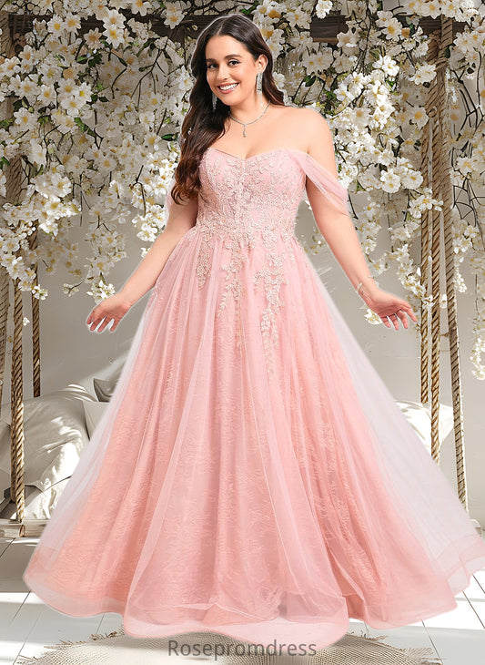 Monique A-line Sweetheart Off the Shoulder Floor-Length Tulle Floral Lace Prom Dresses With Appliques Lace DSP0025870