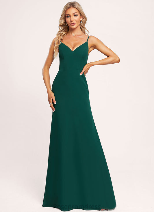 Fabric Floor-Length A-line Straps&Sleeves Neckline Length V-Neck Silhouette Ellen A-Line/Princess Sleeveless Spaghetti Staps Bridesmaid Dresses