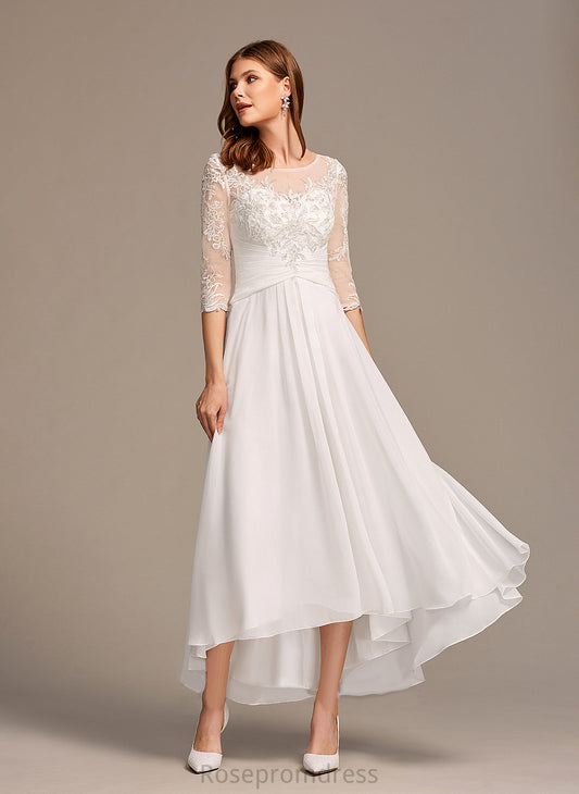 Lace Wedding Dresses Chiffon Wedding A-Line Dress With Asia Asymmetrical Illusion