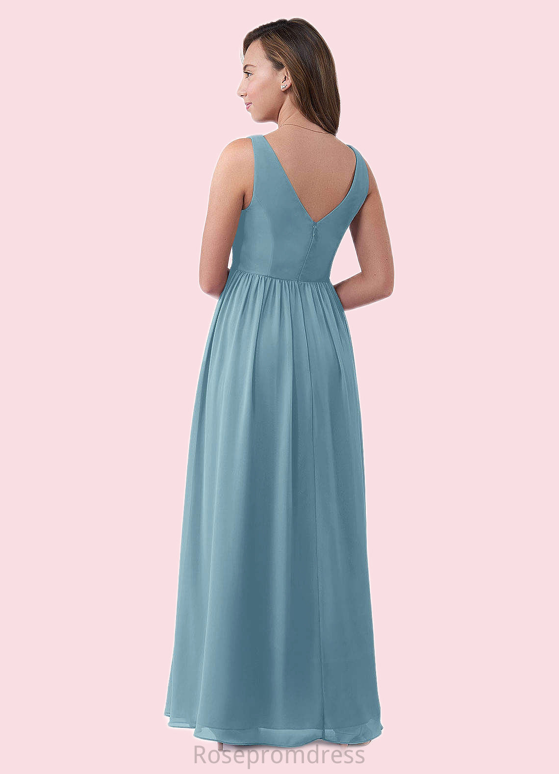 Esperanza A-Line Pleated Chiffon Floor-Length Junior Bridesmaid Dress SRSP0019971