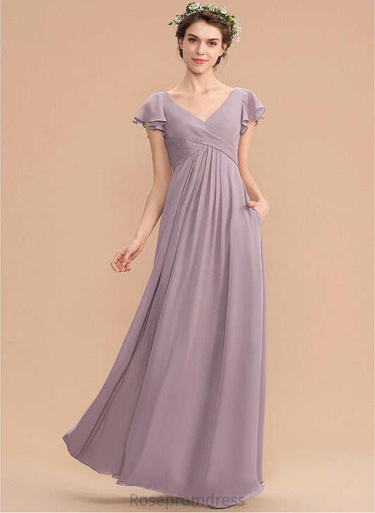 Straps&Sleeves Floor-Length Fabric Length A-line Silhouette V-Neck Neckline Tania A-Line/Princess Natural Waist Floor Length Bridesmaid Dresses