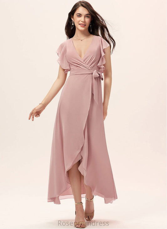 Silhouette Neckline A-line BackZip Fabric Embellishment V-Neck BackStyle Chloe Bridesmaid Dresses