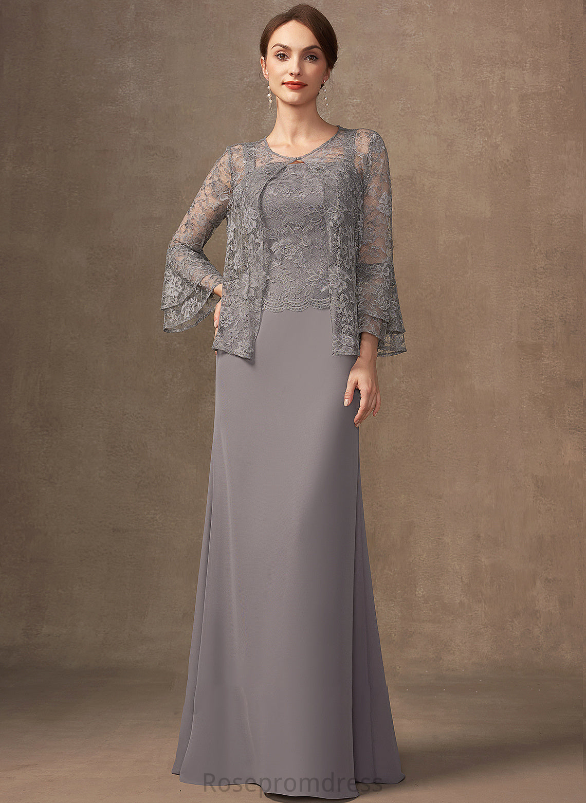 Bride Chiffon Joselyn Dress Floor-Length the Square Sheath/Column of Mother Neckline Lace Mother of the Bride Dresses