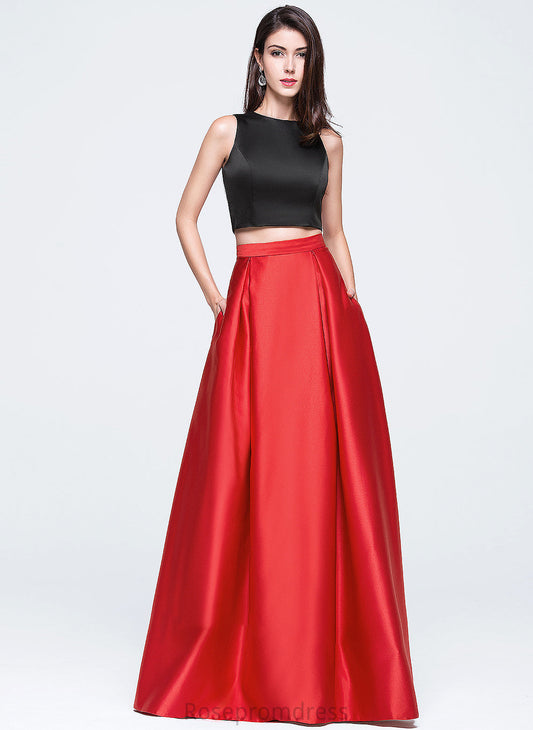 Scoop With Jennifer Floor-Length Satin Ball-Gown/Princess Pockets Prom Dresses Neck