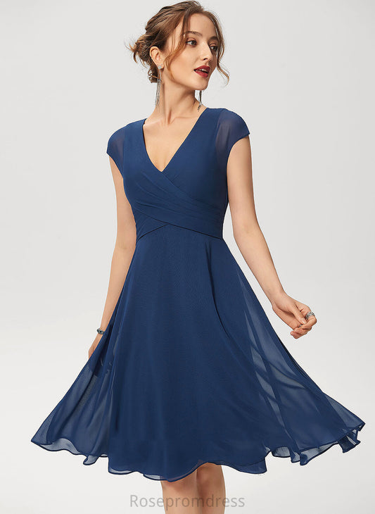 Elsie Formal Dresses A-line V-Neck Dresses Chiffon