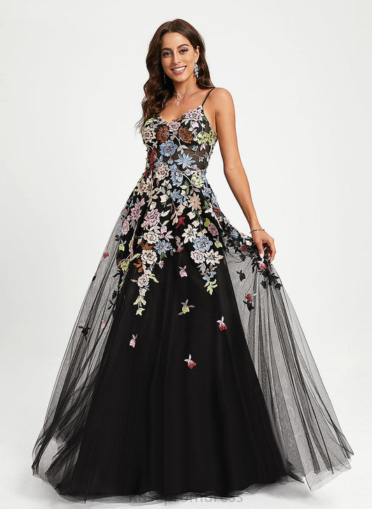 Prom Dresses Ball-Gown/Princess Sweep Train V-neck Lace Tulle Kasey