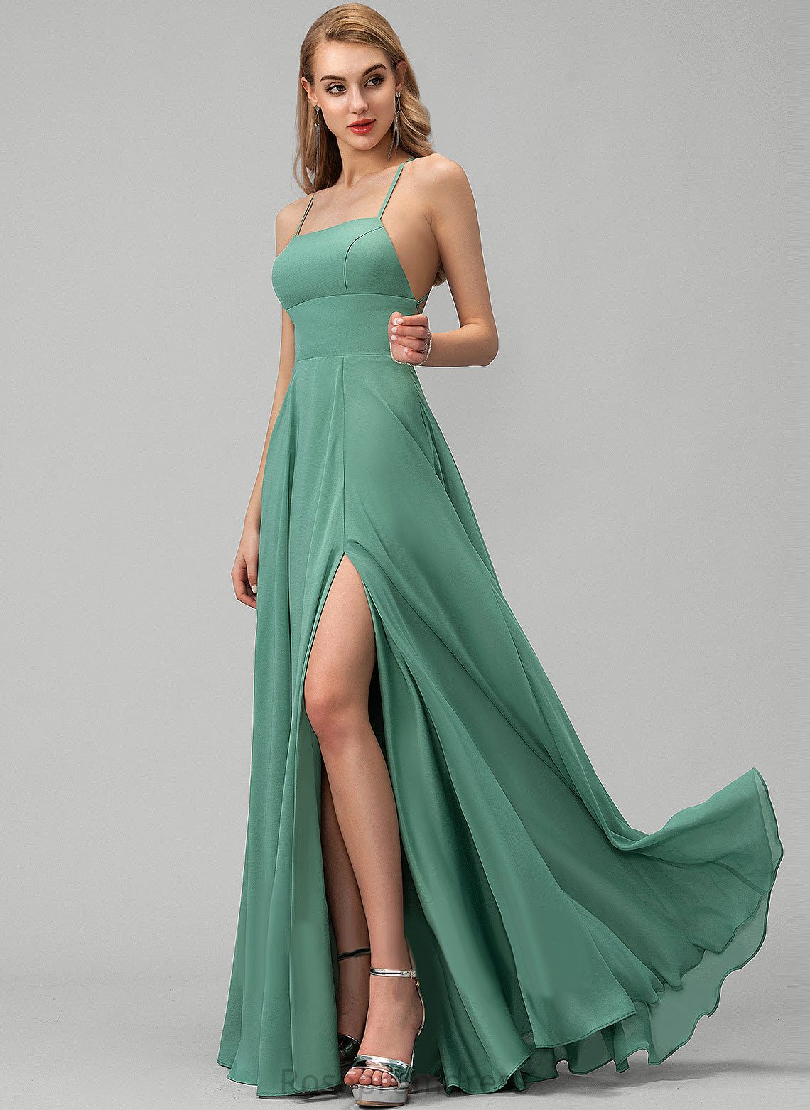 Silhouette Length A-Line Neckline SquareNeckline SplitFront Floor-Length Fabric Pockets Embellishment Itzel Bridesmaid Dresses