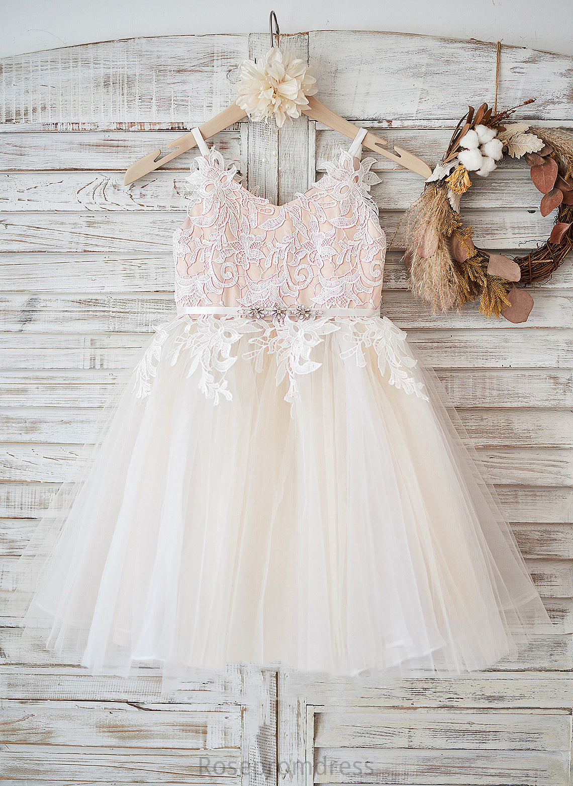 A-Line Sleeveless Isabela Flower Girl Dresses Dress - Girl Tulle/Lace Straps Flower Knee-length