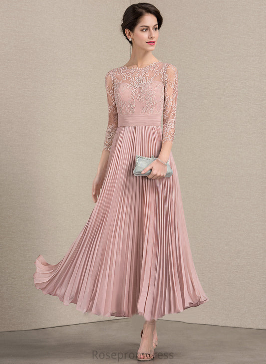 Dress With Lace of A-Line Bride Mother the Chiffon Amelia Scoop Mother of the Bride Dresses Ankle-Length Pleated Neck