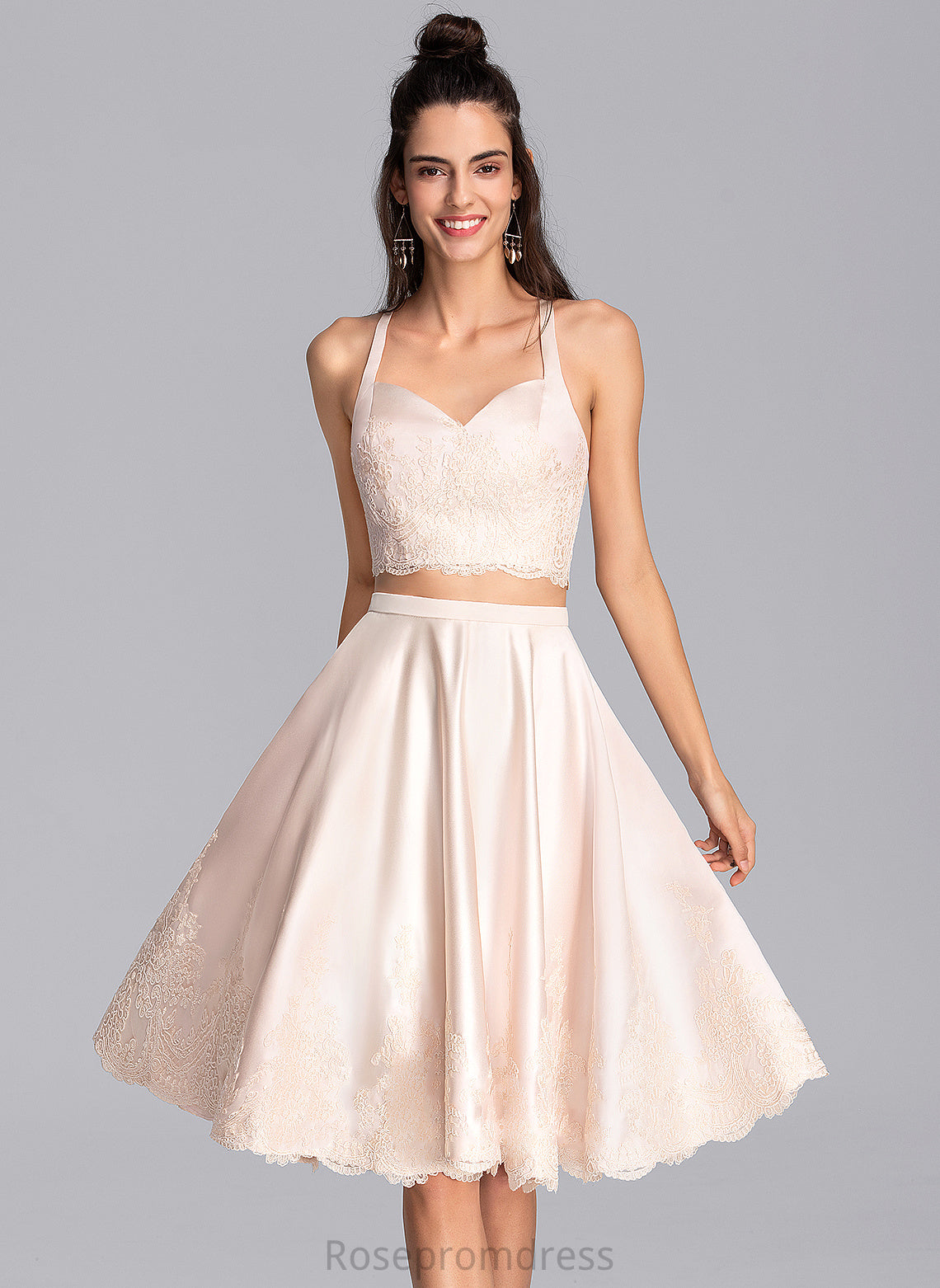 Sweetheart Satin Marie Homecoming With A-Line Knee-Length Lace Homecoming Dresses Dress