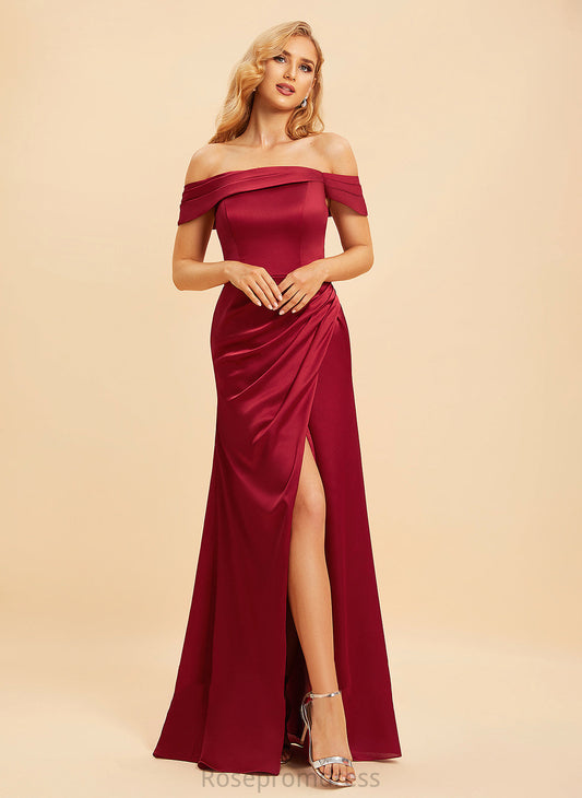 SplitFront Length Floor-Length A-Line Neckline Off-the-Shoulder Fabric Embellishment Silhouette Taniyah A-Line/Princess Floor Length Bridesmaid Dresses