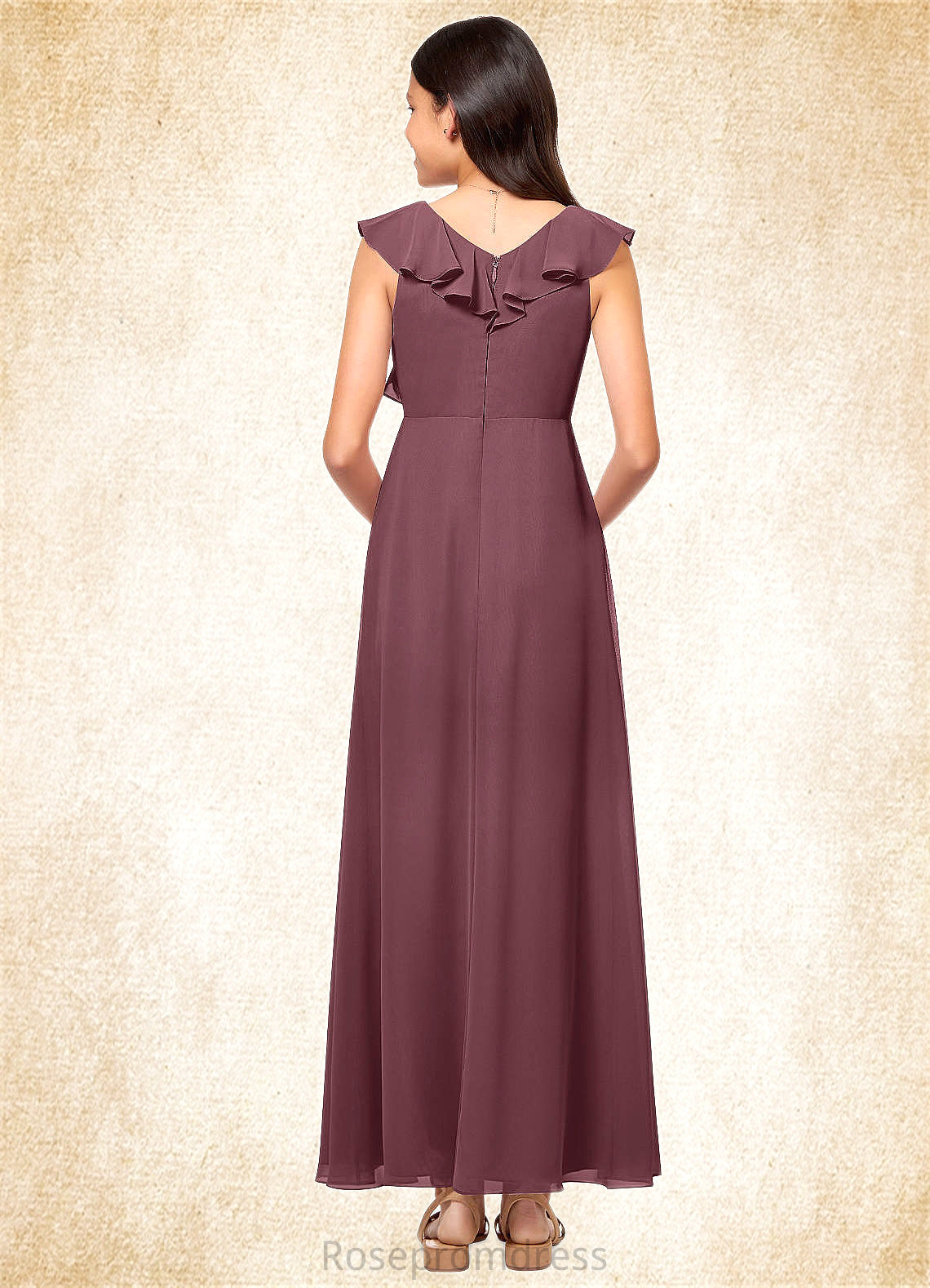 Tamia A-Line Chiffon Floor-Length Junior Bridesmaid Dress SRSP0020014