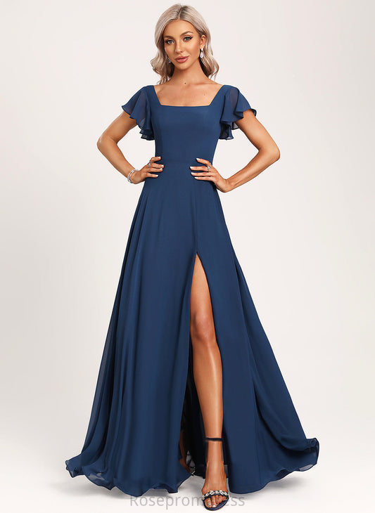 Silhouette Fabric Ruffle Length Neckline A-Line Floor-Length Square Embellishment Yvonne Bridesmaid Dresses