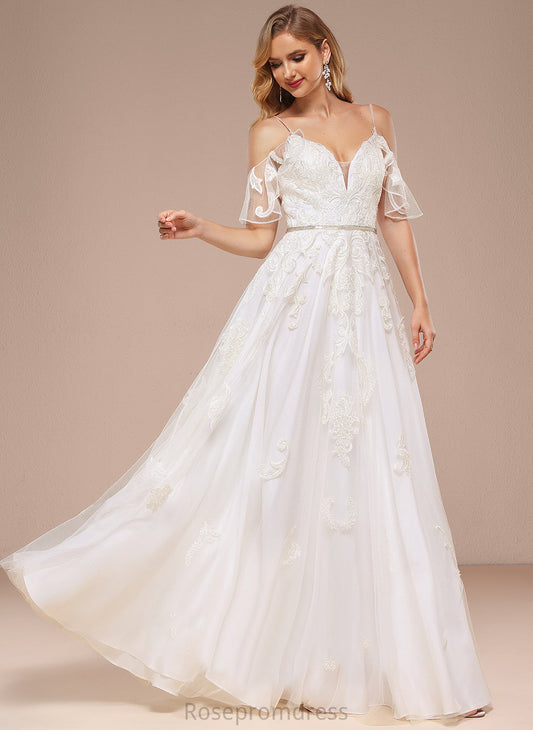 Floor-Length Cold Wedding Dress Wedding Dresses A-Line Elsa Beading Sequins Lace Tulle Shoulder With