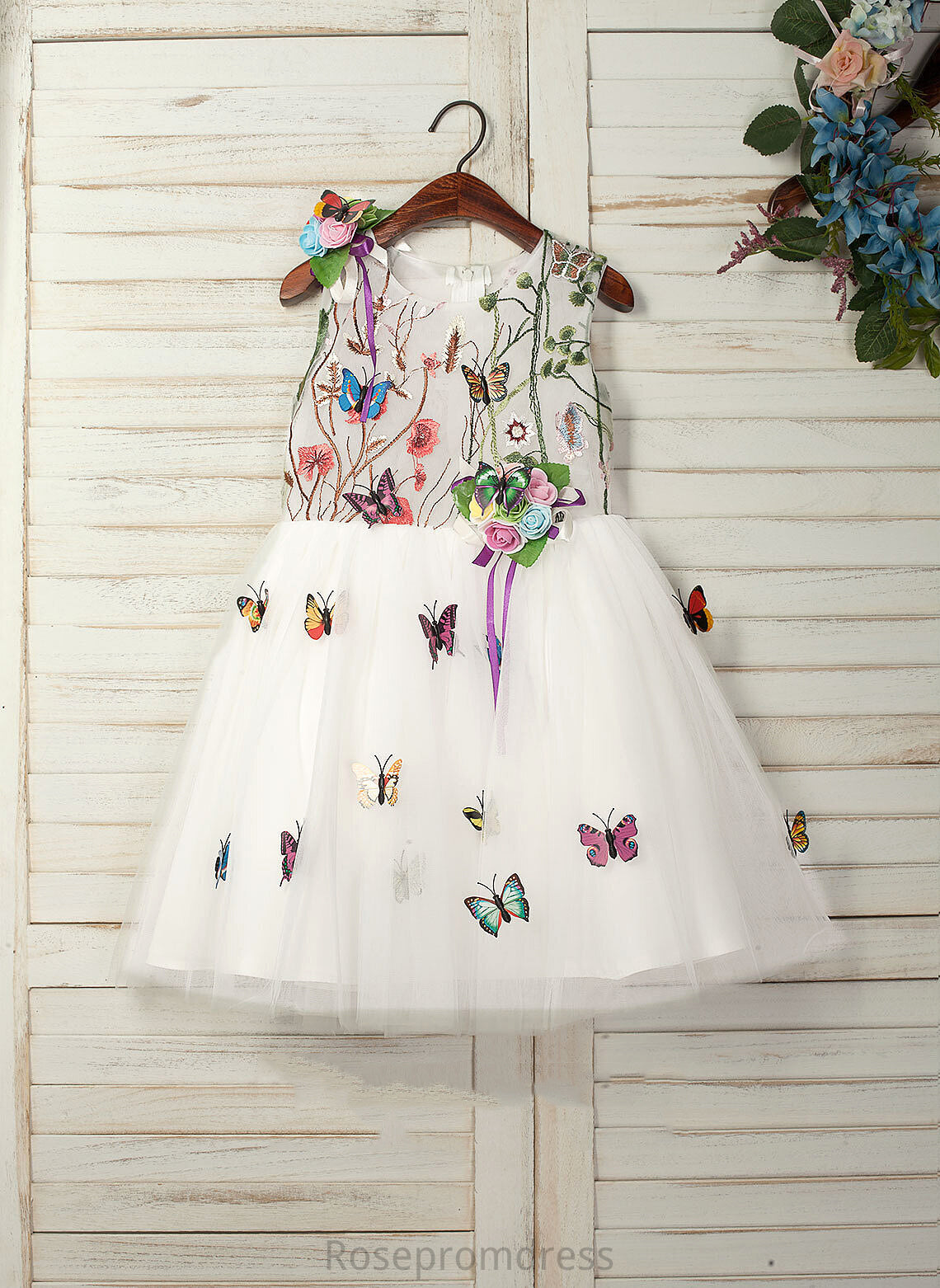 Natasha - Flower Girl Dresses Tulle/Lace With Scoop Neck Knee-length A-Line Flower Girl Flower(s) Sleeveless Dress