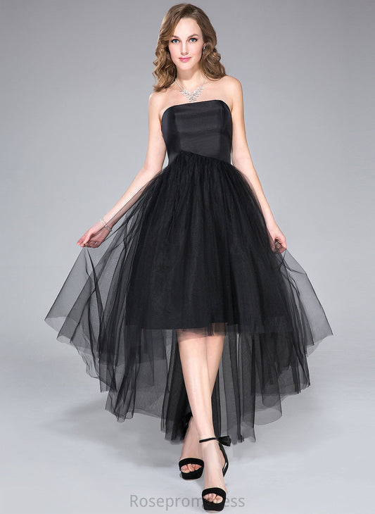 Braelyn Homecoming Dresses Strapless With Homecoming Asymmetrical A-Line Taffeta Ruffle Tulle Dress