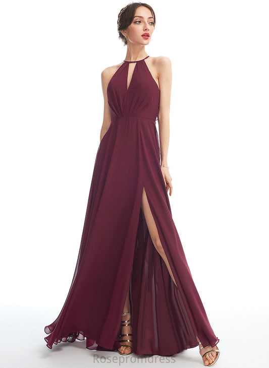 Silhouette A-line Halter Neckline Length Floor-Length Fabric Straps&Sleeves Meadow Bridesmaid Dresses