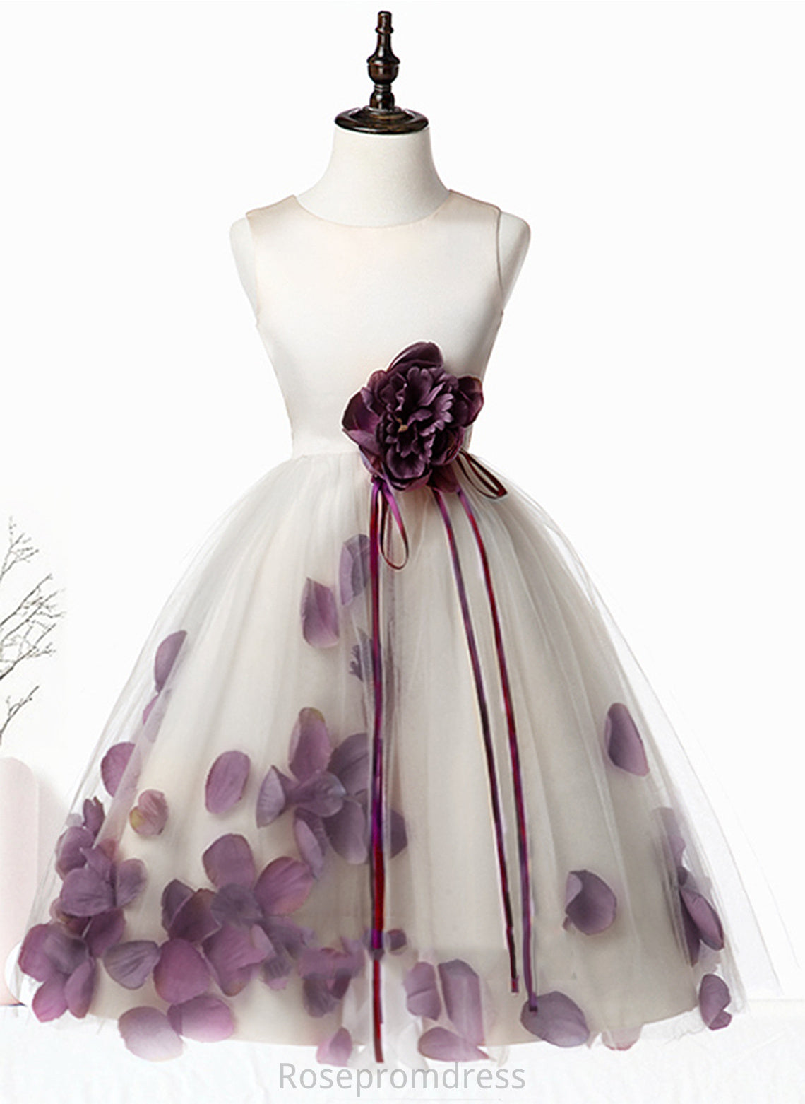 Scoop Flower(s) Flower Girl Dresses Sleeveless - Satin/Tulle Flower Raelynn With Girl Knee-length Neck Dress A-Line