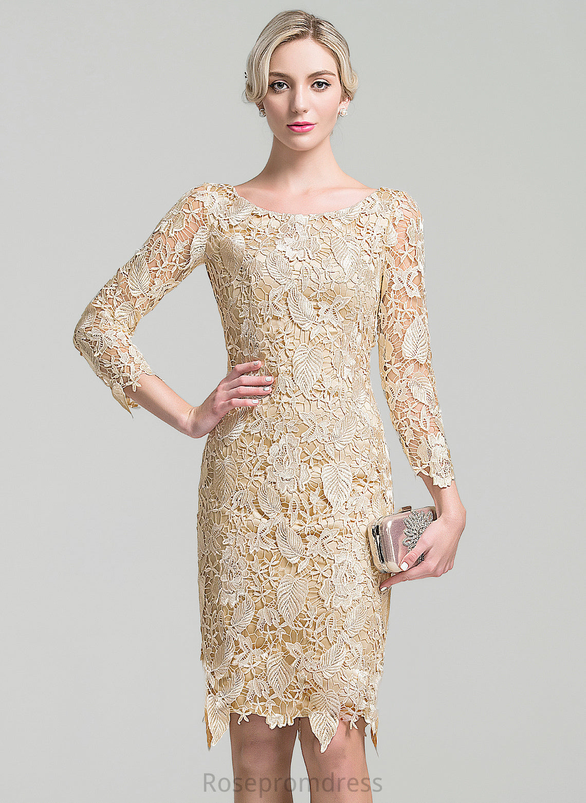 Dress Emma Mother of the Bride Dresses the Sheath/Column Lace Scoop of Bride Mother Neck Knee-Length