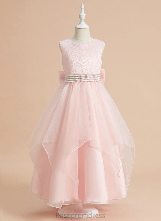 Beading/Bow(s) Flower With Scoop Girl Sleeveless Rosie Neck Ball-Gown/Princess - Flower Girl Dresses Ankle-length Organza/Lace Dress