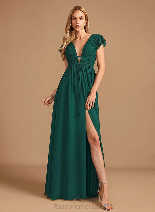 Silhouette A-line Length Straps&Sleeves V-Neck Neckline Floor-Length Fabric Finley A-Line/Princess Empire Waist Short Sleeves Bridesmaid Dresses