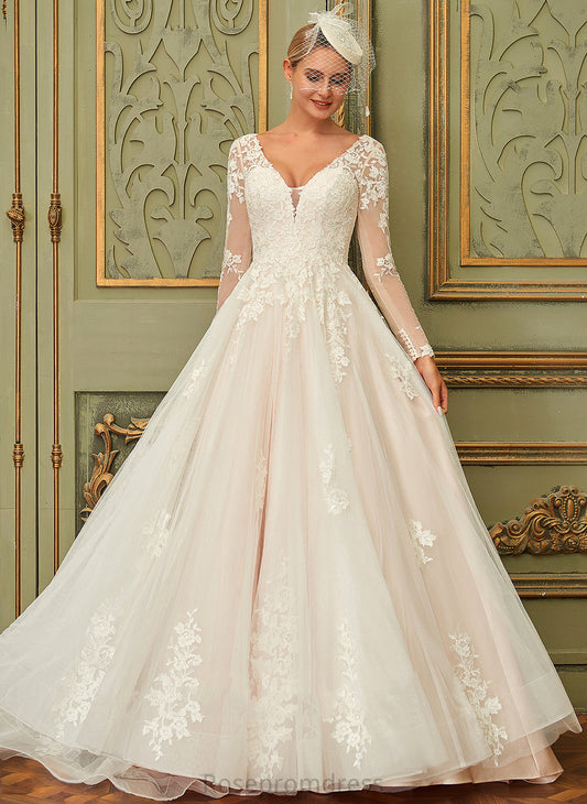 Yaretzi Dress Court Wedding Dresses V-neck Lace Wedding Tulle Train Ball-Gown/Princess