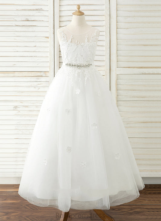 Neck Laurel A-Line Dress Flower Girl Dresses Sleeveless Flower Floor-length Scoop - Tulle/Lace Girl