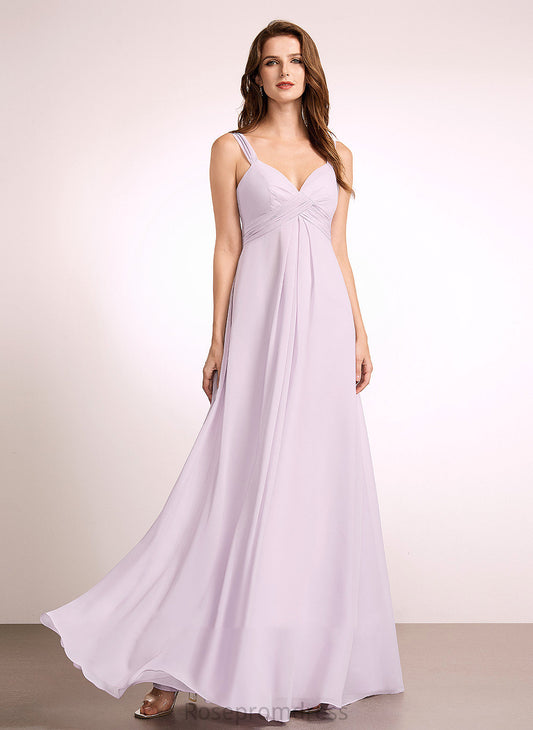 Silhouette Fabric Embellishment Length A-Line Ruffle Neckline Floor-Length V-neck Annalise Bridesmaid Dresses