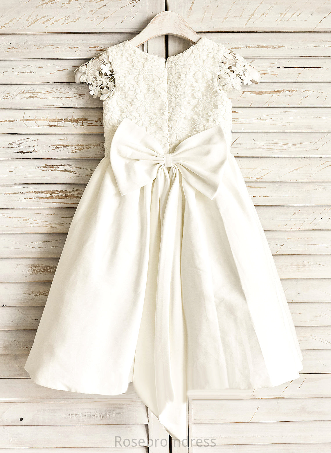 Sleeveless Kristen Flower Girl Dresses Girl Scoop Satin With - Lace/Bow(s) Knee-length A-Line Dress Neck Flower