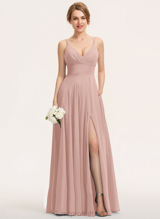 Pleated Floor-Length Length V-neck Embellishment A-Line Neckline Silhouette Fabric Sam A-Line/Princess Floor Length Bridesmaid Dresses