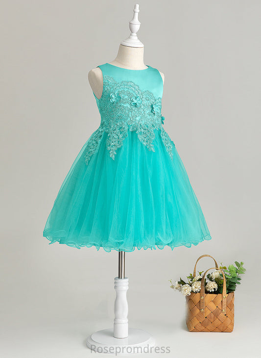 A-Line Knee-length With - Josie Flower Girl Dresses Neck Scoop Flower(s) Sleeveless Flower Girl Dress Satin/Tulle/Lace