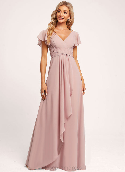 Fabric V-Neck Length Silhouette Floor-Length A-line Straps&Sleeves Neckline Genesis Floor Length Empire Waist Short Sleeves Bridesmaid Dresses