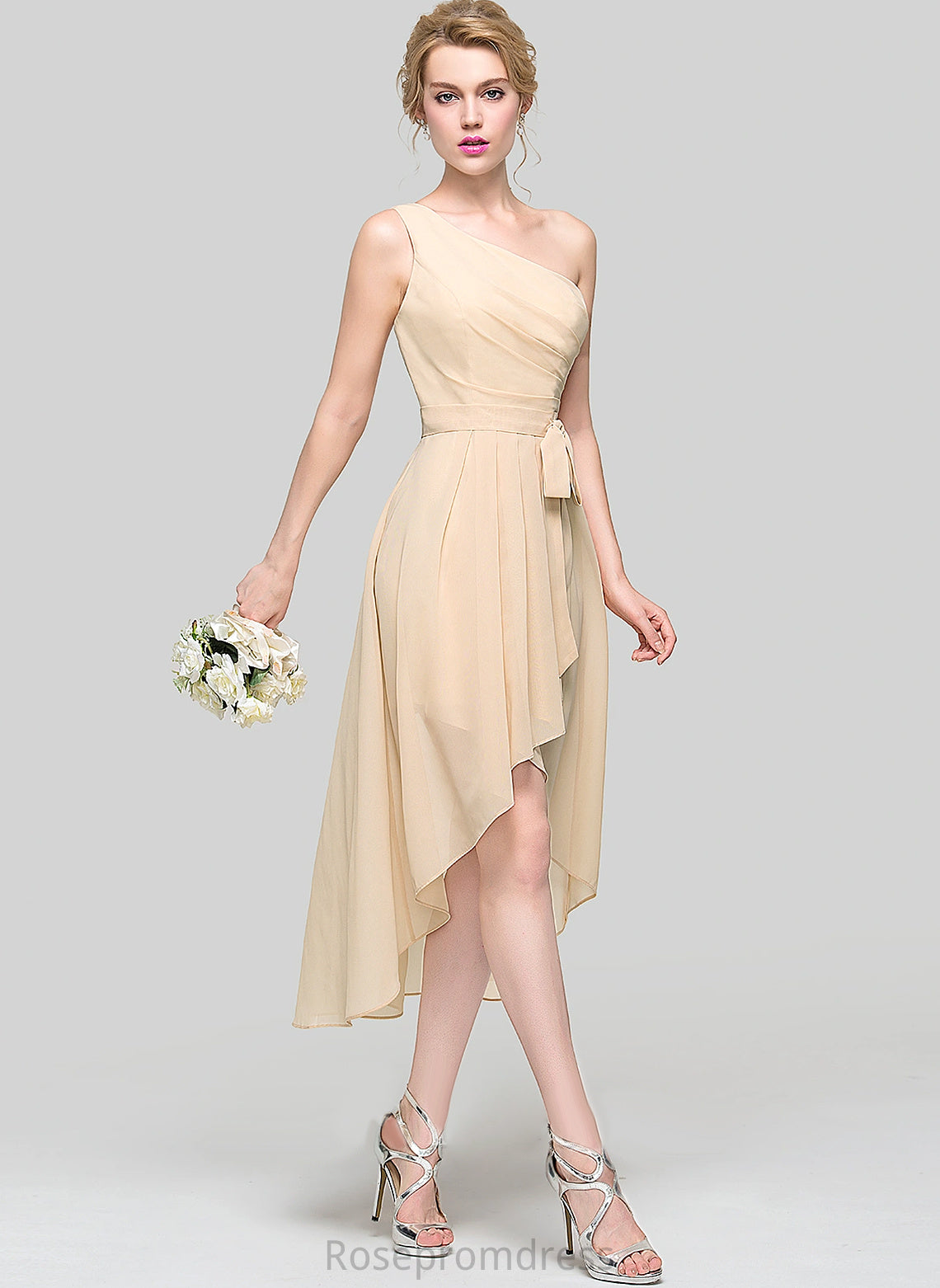 A-line Embellishment Asymmetrical Silhouette OneShoulder Neckline Length Fabric Susie A-Line/Princess Sleeveless Floor Length Bridesmaid Dresses