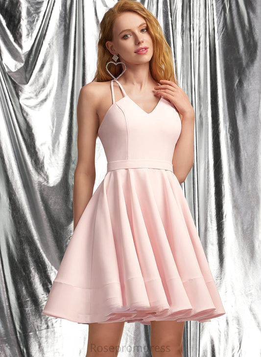 Prom Dresses Stretch Crepe A-Line V-neck Short/Mini Katelyn