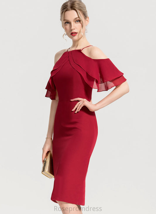 Cascading Ruffles With Alaina Chiffon Knee-Length Cocktail Dresses Square Dress Cocktail Neckline Sheath/Column