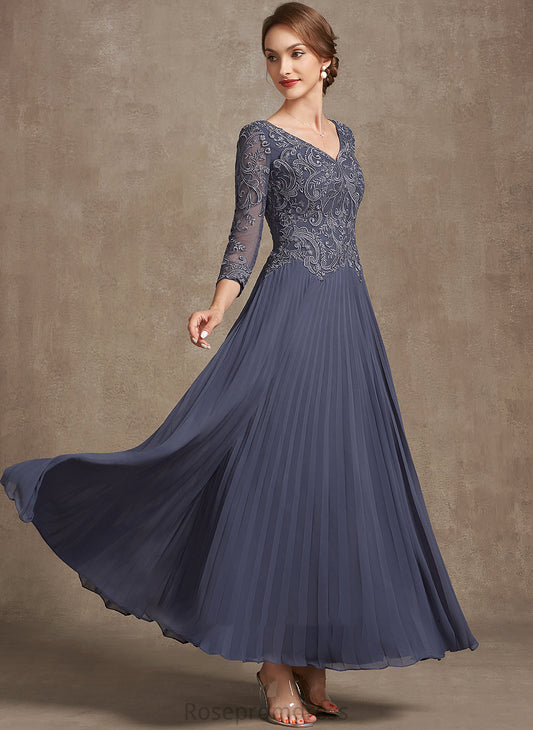 Dress Ankle-Length Lace Mother of the Bride Dresses Chiffon of the V-neck Mother Lauren A-Line Bride