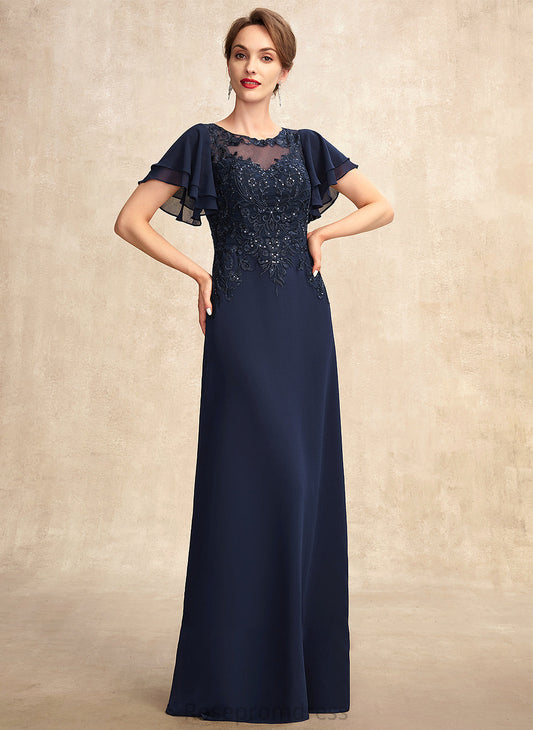 Scoop Sequins Dress of Paloma the Floor-Length Mother A-Line Chiffon Mother of the Bride Dresses Bride With Lace Neck