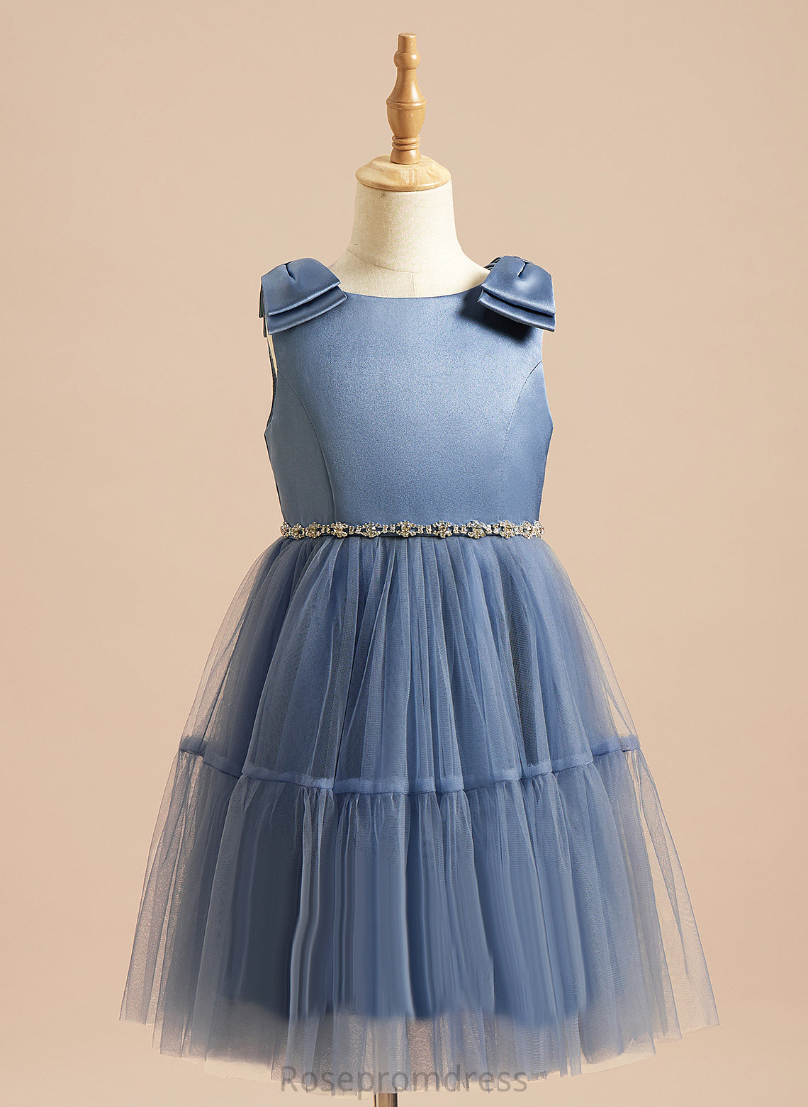 Knee-length Ciara Sleeveless Girl A-Line Flower Flower Girl Dresses With Satin/Tulle - Neck Beading/Bow(s) Scoop Dress