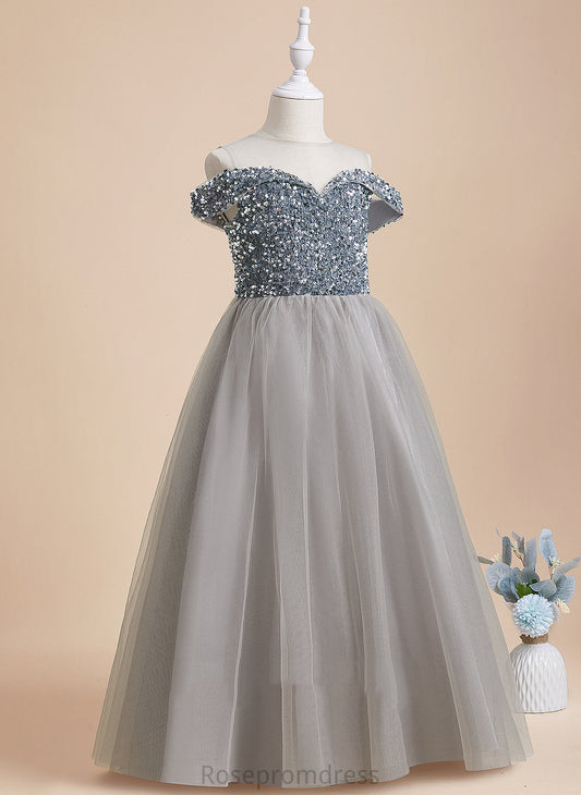 Neck Flower Girl Dresses Sleeveless Flower Tulle/Sequined A-Line Girl - Floor-length Dress Joslyn Scoop