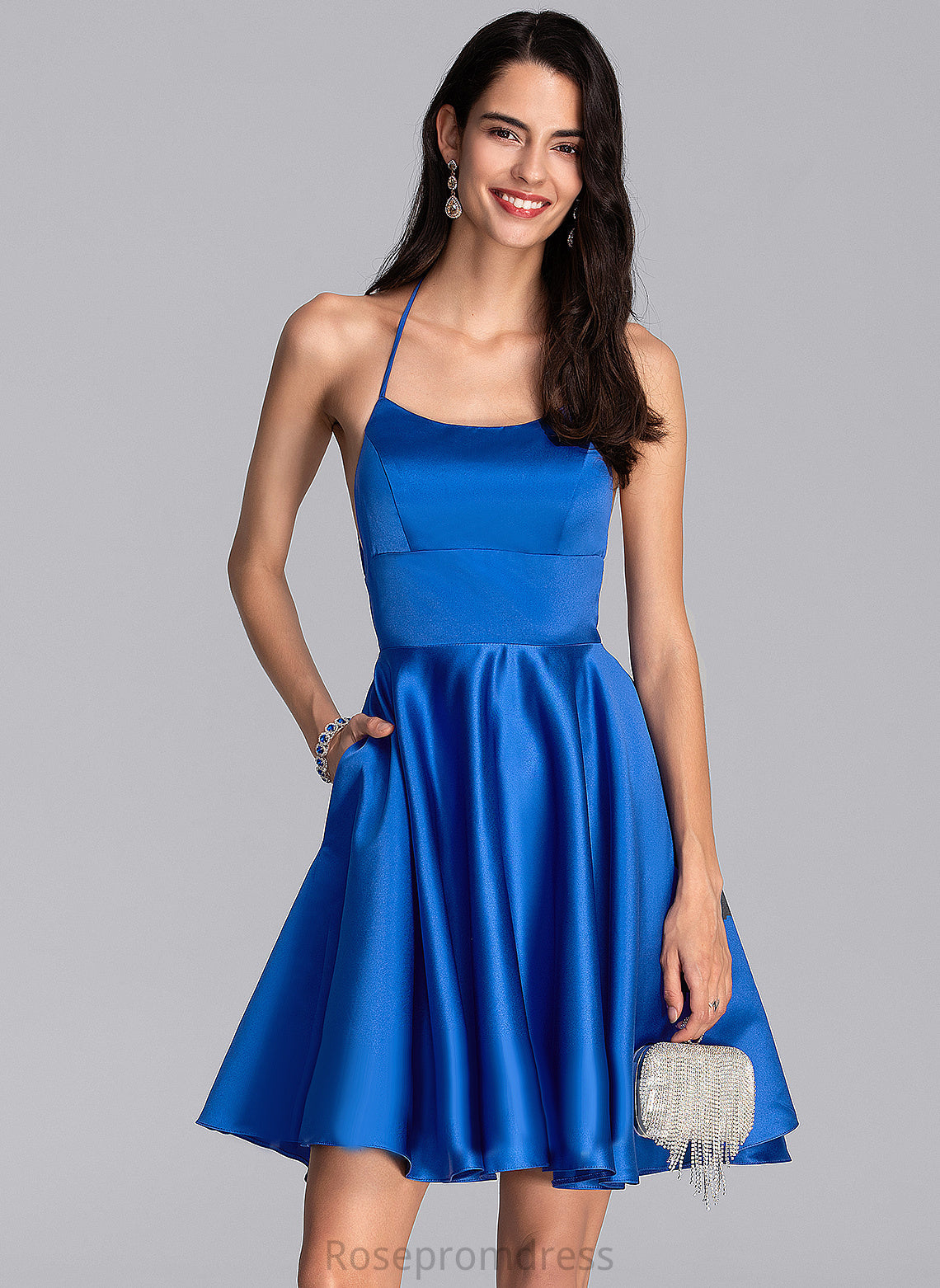 Short/Mini A-Line Neckline Dress Frida Homecoming Satin Square Homecoming Dresses