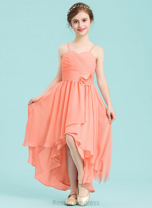 Flower(s) Asymmetrical With Chiffon Ruffle Junior Bridesmaid Dresses Sweetheart A-Line Winnie